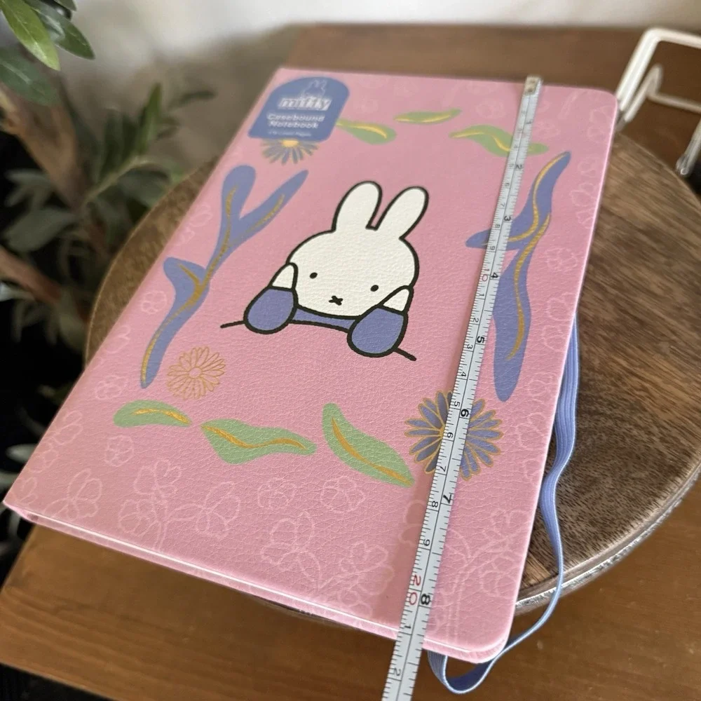 MIFFY Flowers Pink Casebound Notebook 176 Lined Pages Hardcover‎ Journal Elastic